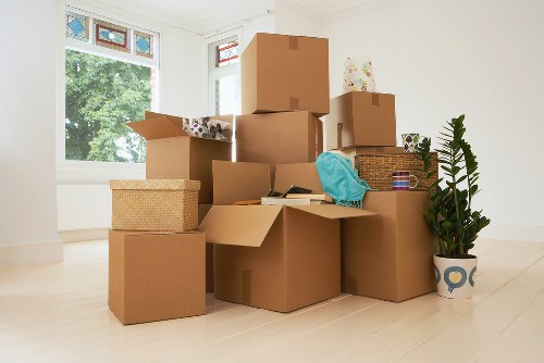 Packed boxes for moving