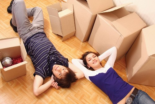 Team packing boxes for a move